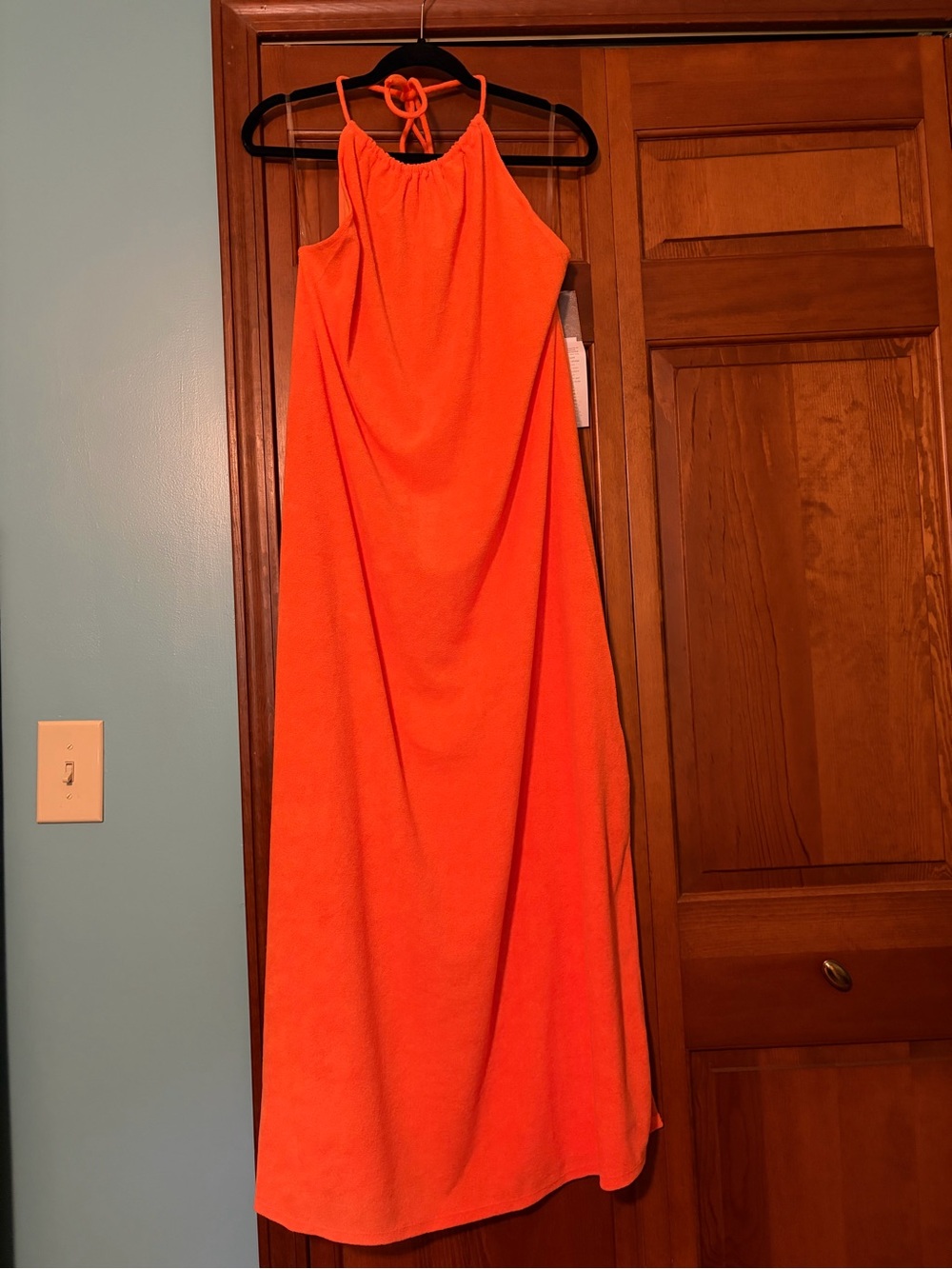 Tie-Back Halter Maxi Dress in Bright Orange